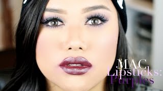 MAC Lipsticks Purples w 17 lip swatches [upl. by Vic]