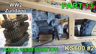 Part 13 Gearbox assembly kickstart clutch install Motorcycle Restoration Zundapp KS600  KS750 [upl. by Anglim]