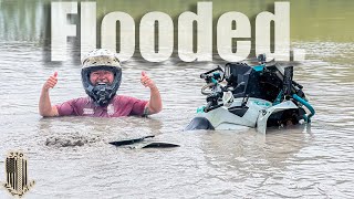 Riding FourWheelers In A HURRICANE HUGE FLOOD [upl. by Nahtan]