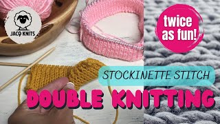 Double Knitted Stockinette Stitch knitting tutorial for knitting this stitch flat and in the round [upl. by Einafit958]