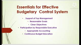 Budgetary Control 4 Essentials for Effective Budgetary Control System Cost And Work Accounting 3 [upl. by Adnerb]