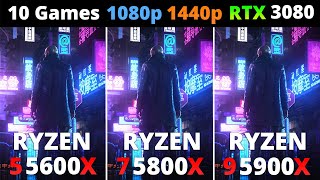 Ryzen 5 5600X vs Ryzen 7 5800X vs Ryzen 9 5900X  Performance Comparison 10 Games 1080p and 1440p [upl. by Nilam144]