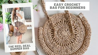 Easy Crochet Bag for Beginners  Crochet a Purse with Raffia [upl. by Hobie]