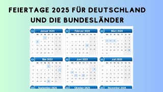 Feiertage 2025 für Deutschland und die Bundesländer [upl. by Gasperoni]