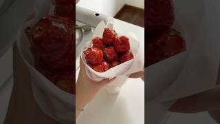 Make strawberry rose sugarcoated haws asmr food cooking asmrfood chinesefood strawberry [upl. by Baseler]