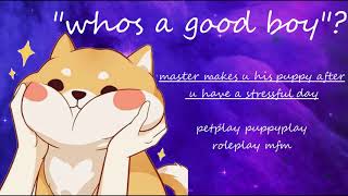 asmr quotwhos a good boyquot master comforts his stressed puppy petplay puppyplay roleplay puppyplay [upl. by Bobette]