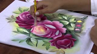 Pintura em Tecido Rosas por Ana Laura Rodrigues  25042013  Mulhercom  Parte 22 [upl. by Yleak]