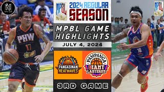 MPBL HIGHLIGHTS PANGASINAN HEATWAVES VS PAMPANGA GIANT LANTERNS JULY 4 2024 [upl. by Erv]