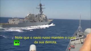 Navio EUA provocando a marinha russa no Mediterrâneo [upl. by Cardinal]