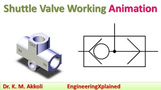 Shuttle Valve Working Animation  Fluid Power System [upl. by Oznola]