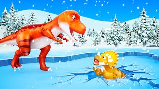 Trex Saves a Baby Dinosaur from a River Crazy Dinos Rescue Videos crazydinos [upl. by Hera]