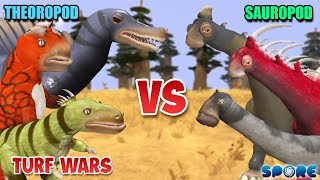 Theoropod vs Sauropod Turf War  Theoropod vs Sauropod S1  SPORE [upl. by Efinnej834]