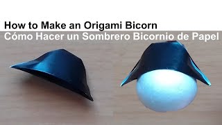 How to Make an Origami Bicorn or two cornered Hat  Cómo Hacer un Sombrero Bicornio de Papel [upl. by Gillian]