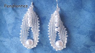 DIY  Pendientes de perla colgante Pearl earrings pendant [upl. by Devon]