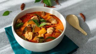 Thai Red Curry Chicken amp Squash Recipe แกงเผ็ดไก่  Hot Thai Kitchen [upl. by Kalasky476]