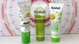 Handcreme DIY Inspiration Reviews  Drei Kamillen Handcremes im Vergleich Aveo Isana Kamill [upl. by Fernanda]