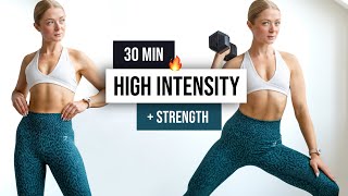 30 MIN Full Body Sweaty STRENGTH and CARDIO HIIT Workout  With Weights Home Workout No Repeats [upl. by Karlotte97]