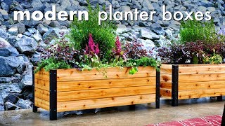 DIY Modern Raised Planter Box  How To Build  Woodworking [upl. by Aliemaj278]