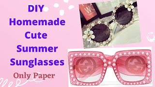 DIY Homemade Cute Summer Sunglasses for kids Paper Crafts How to CrazeeCrafts [upl. by Hansiain]