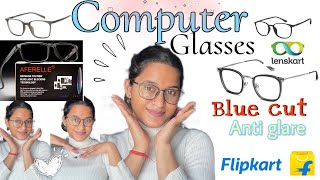 Flipkart computer glasses review🖥️  lenskart blue cut anti glare glasseslenskartcomputerglasses [upl. by Aivatra]