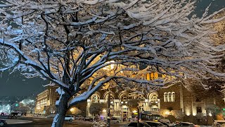 Night Looks of snowy Republic SquareYerevan [upl. by Dorsman]