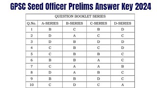 GPSC Seed Officer Prelims Answer Key 2024 Out  Exam Key Objections [upl. by O'Dell687]