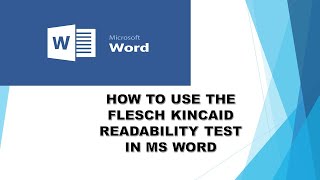 How to use the readability test in Microsoft word [upl. by Arlee]
