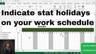 How to indicate stat holidays on your work schedule in Excel [upl. by Zitvaa]