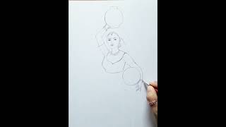 How to draw rajasthani womenpencil drawing of rajasthani lady [upl. by Akcinat]