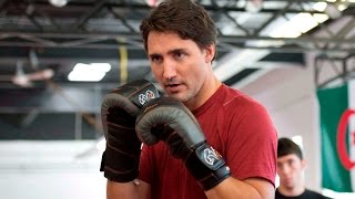 Justin Trudeau shows off his stuff in the ring [upl. by Einhpad]