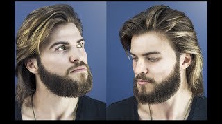 How to Cut and Style Long Hair for Men  CollarLength Sweep Back [upl. by Natehc]