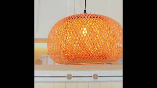 Bamboo Pendant Lamp Handwoven Light Shade Hanging Basket Flexible Restaurant Lighting [upl. by Anoi280]