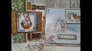 Crafting with Hunkydory Winter Wildlife Deluxe craft pad  Festive forest Trifold Shutter card [upl. by Aidil935]