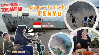 Liburan Seru Ke Pantai Lihat Penyu Kapal Perang Kepiting dan Naik Sepeda Air  Family Vlog [upl. by Eintruoc]