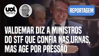 Valdemar diz a ministros do STF que confia nas urnas e que PL age por pressão de Bolsonaro  Josias [upl. by Elaval]