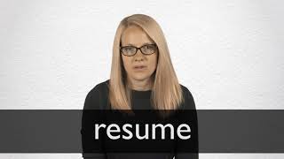 How to pronounce RESUME in British English [upl. by Anival]