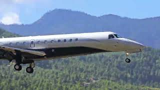 Smooth Descent Embraer Legacy 600 Landing at Paro’s Runway 33 from Hilltop View [upl. by Rudy]