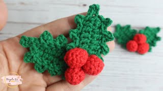 Tutorial Muérdago o Acebo navideño a Crochet💜Mayelin Ros [upl. by Lirbaj]