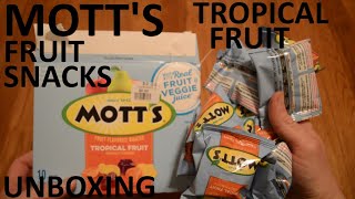 Unboxing Motts Tropical Fruit Flavored Snacks 10 Pouches [upl. by Thapa757]