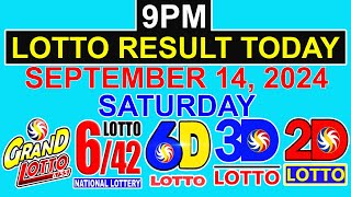 9pm Lotto Result Today September 14 2024 Saturday [upl. by Nylyoj]