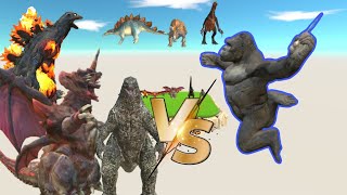 KING KONG combat with godzilla for save Dinosaurus  Animal Revolt Battle Simulator [upl. by Emily]