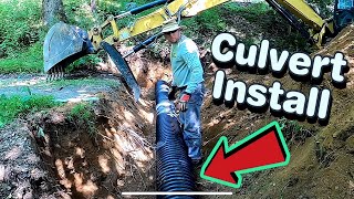 INSTALLING CULVERT PIPES IN DRIVEWAY  DigginLife21 [upl. by Eilahs]