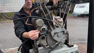 First start of restored 1917 Pope OHV twin engine [upl. by Aivato]