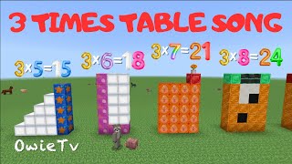 Three Times Table Song  Multiplication Song for Kids  Minecraft Numberblocks Counting Song [upl. by Kcirttap]