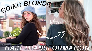 Going Blonde Hair Transformation  Blonde Balayage on Medium Brown Hair [upl. by Calesta]