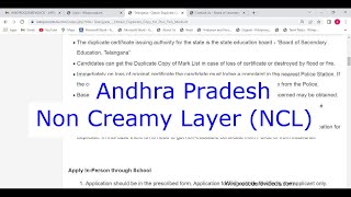 Andhra Pradesh  Apply for Non Creamy Layer Certificate Online [upl. by Nauqram]