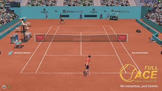 Full Ace Tennis Simulator FAMod 17  Novak Djokovic VS Matteo Berrettini  MADRID OPEN  Gameplay [upl. by Foster]