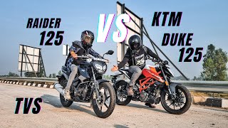 2023 Duke 125 Vs Tvs Raider Long Race Amazing Results  Kate Ki takkar😱 [upl. by Eitsirk]