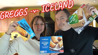 Greggs vs Iceland Sausage Roll Comparison Food Review [upl. by Maxentia]