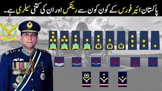 Pakistan Air Force Ranks And Salary  Pakistan Air Force Ranks InsigniaSalary  PAF [upl. by Aicerg273]